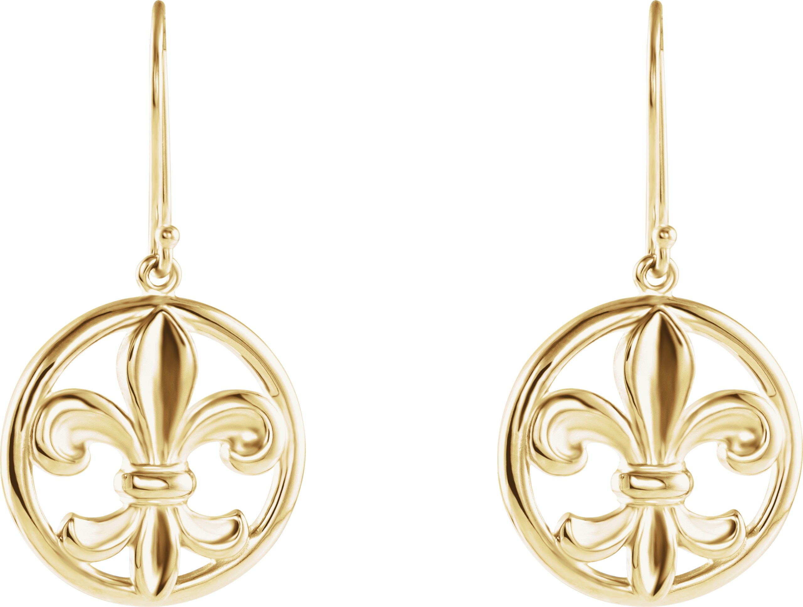 Alternative view of Fleur-De-Lis Earrings – 14K Yellow Gold