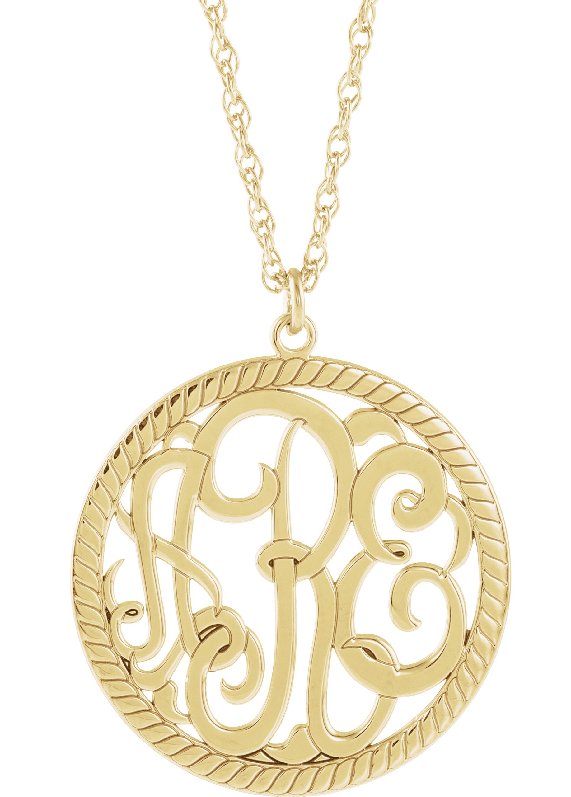 Script & Rope Monogram Necklace
