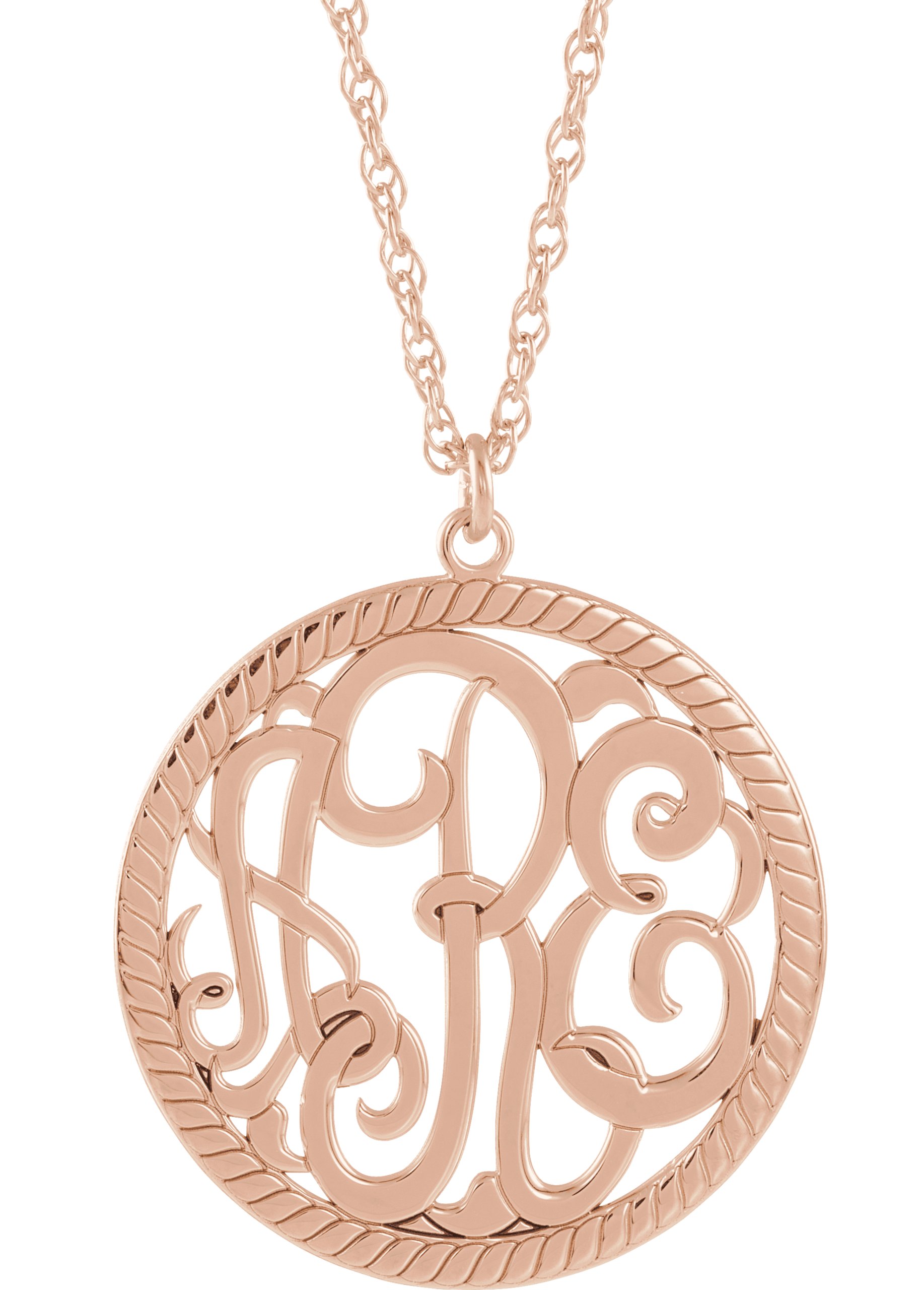 Script & Rope Monogram Necklace