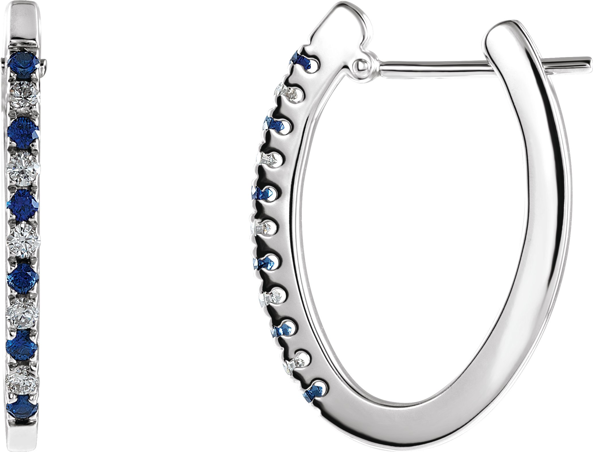 14K White .20 CTW Sapphire and Diamond Hoop Earrings Ref 5775983