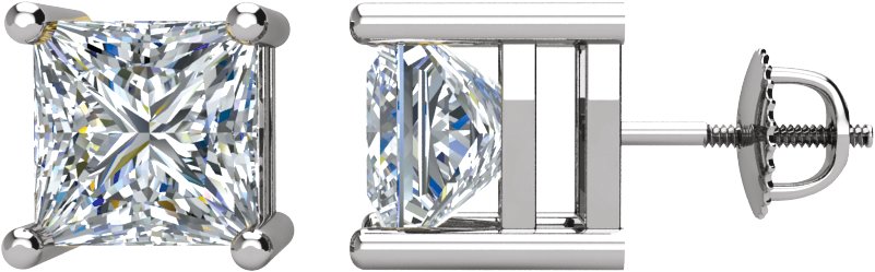 Square 4-Prong Stud Earrings