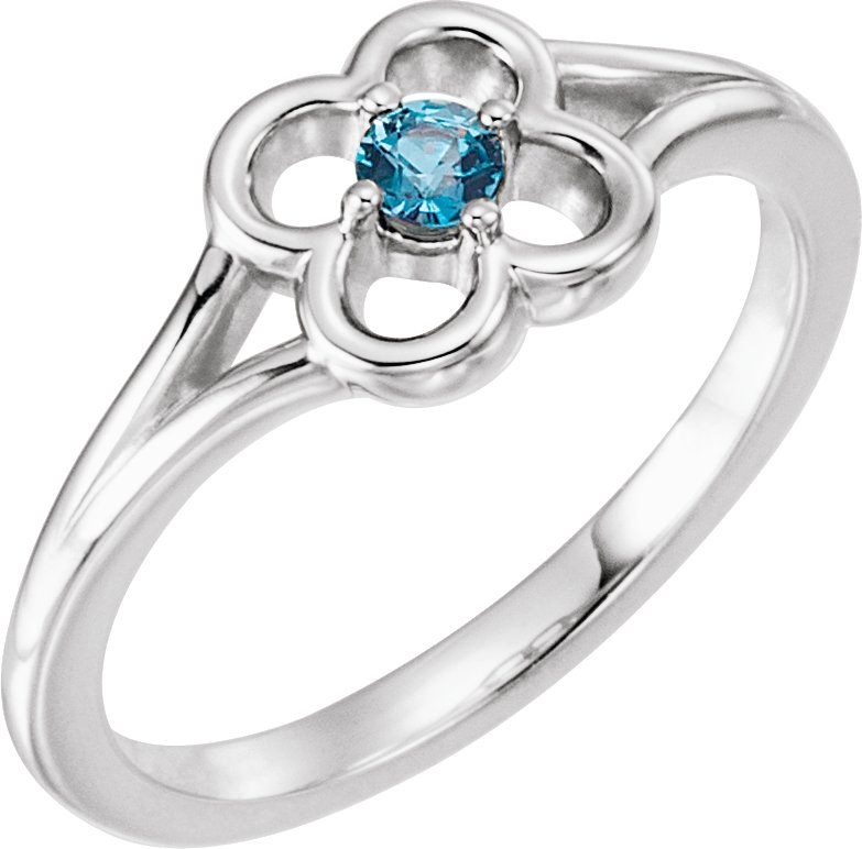 14K White Alexandrite Flower Youth Ring