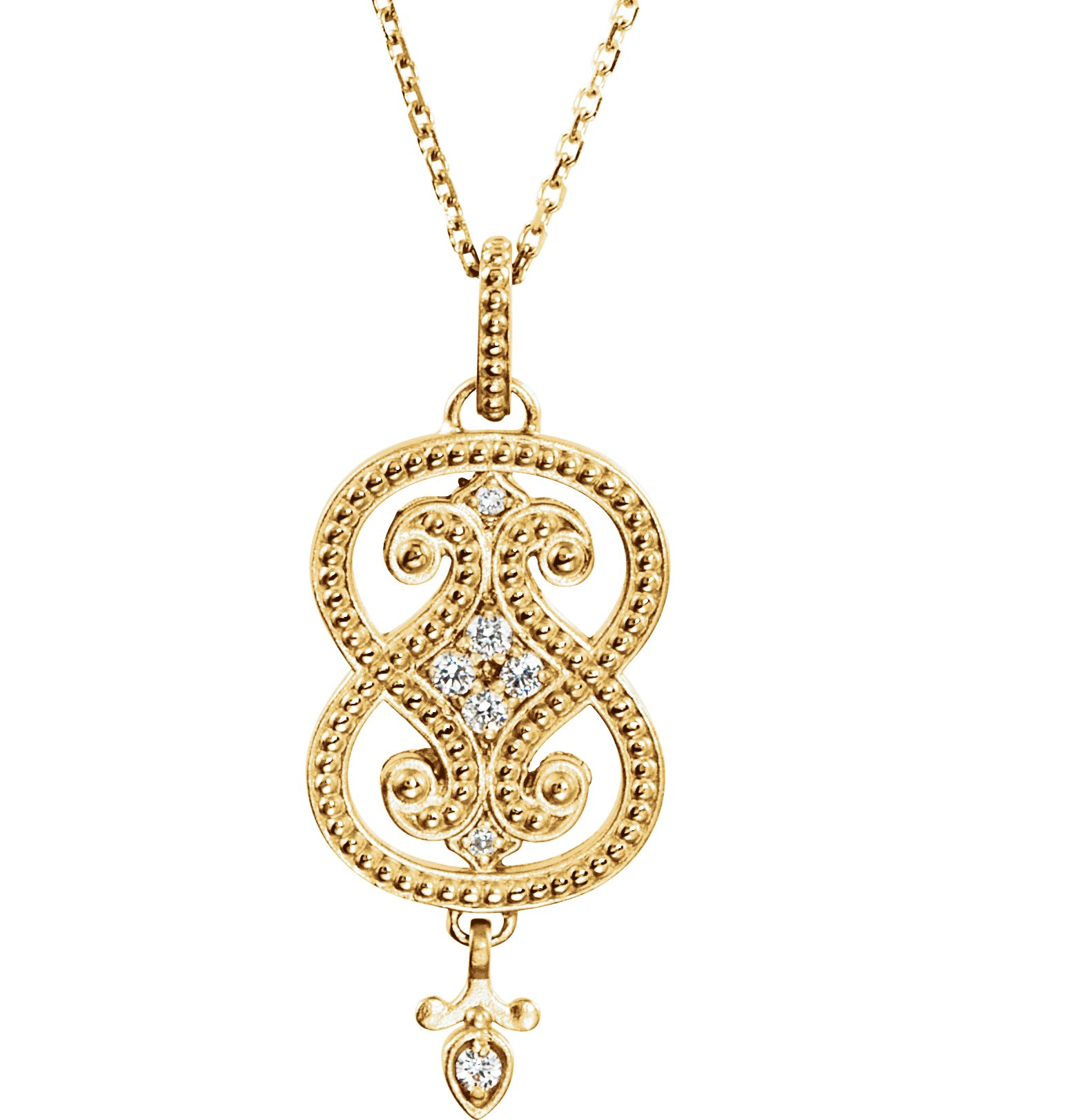 .08 CTW Natural Diamond Necklace – 14K Yellow Gold