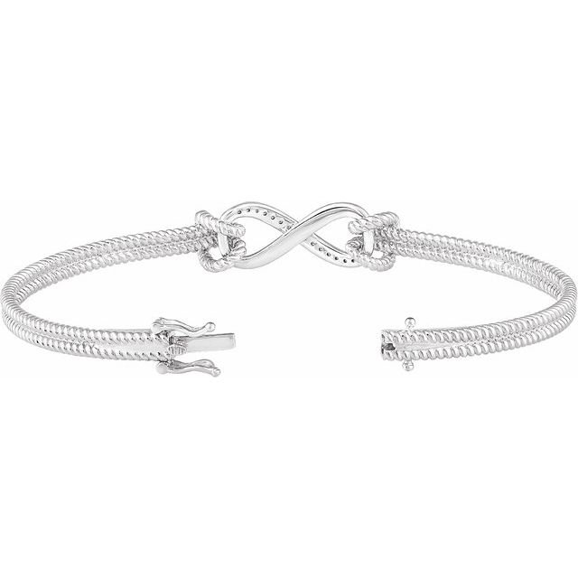 14K White  1/8 CTW Natural Diamond Bangle 7 1/2” Bracelet
