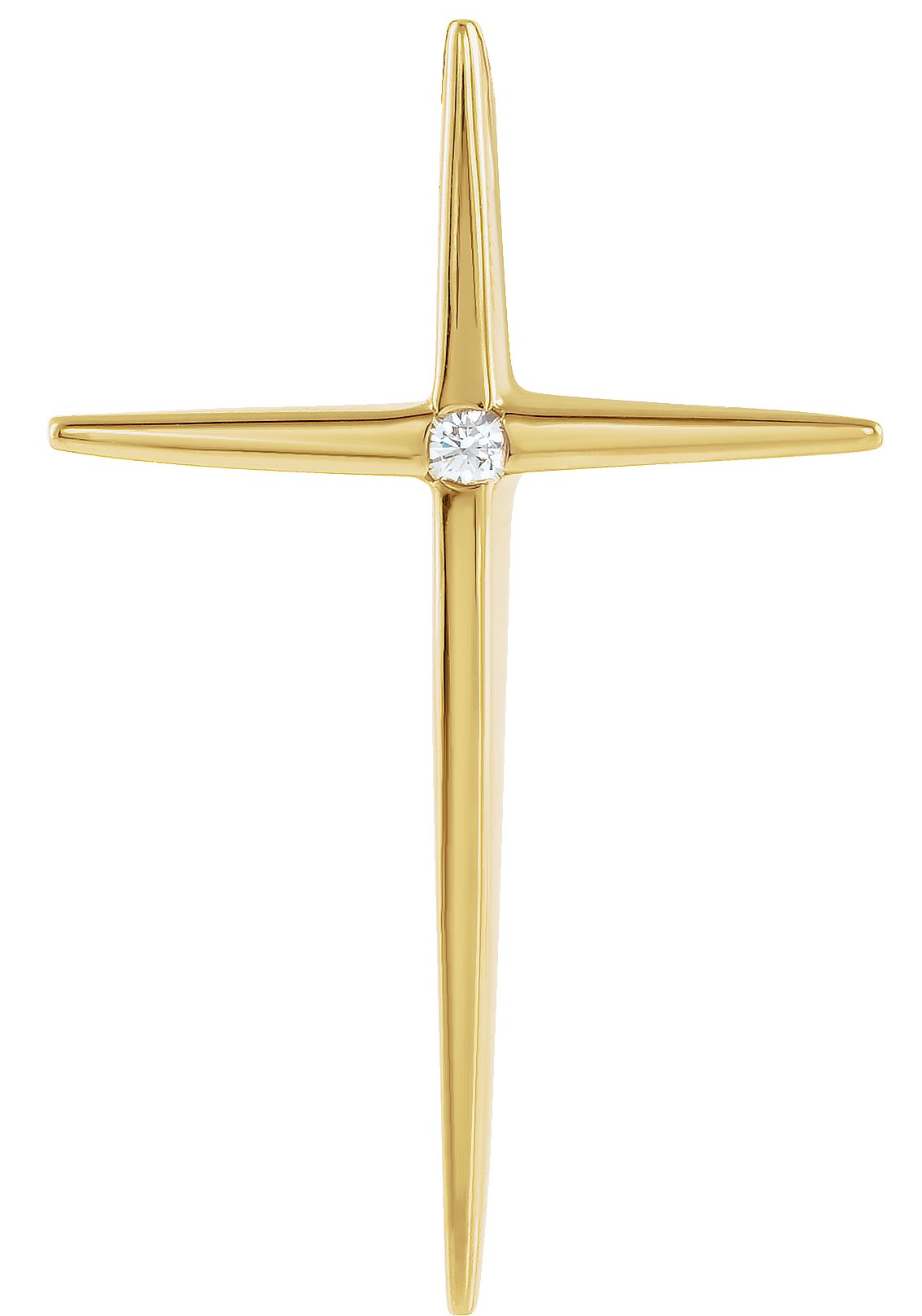 14K Yellow .03 CT Natural Diamond Cross Pendant  