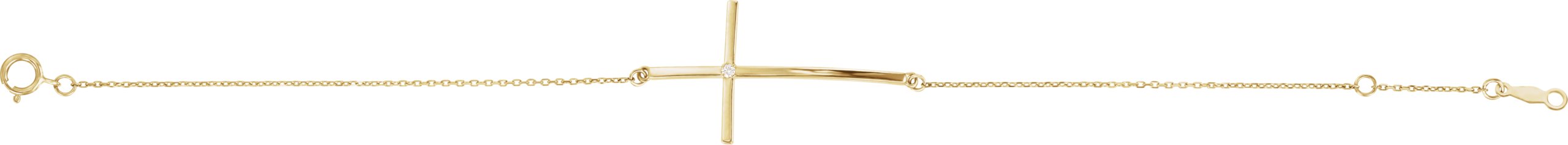 14K Yellow Diamond Sideways Cross Bracelet  