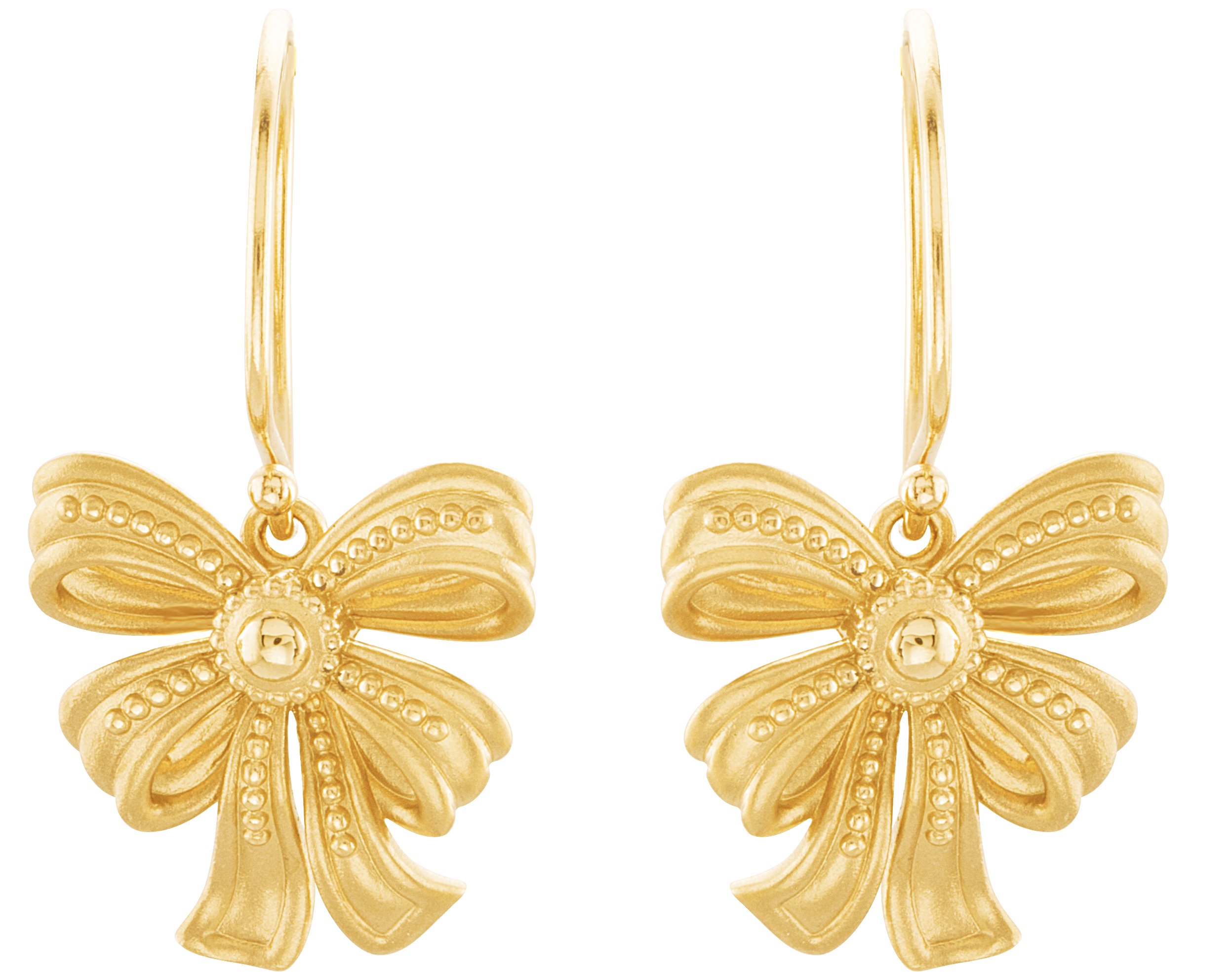 14K Yellow Bow Earrings