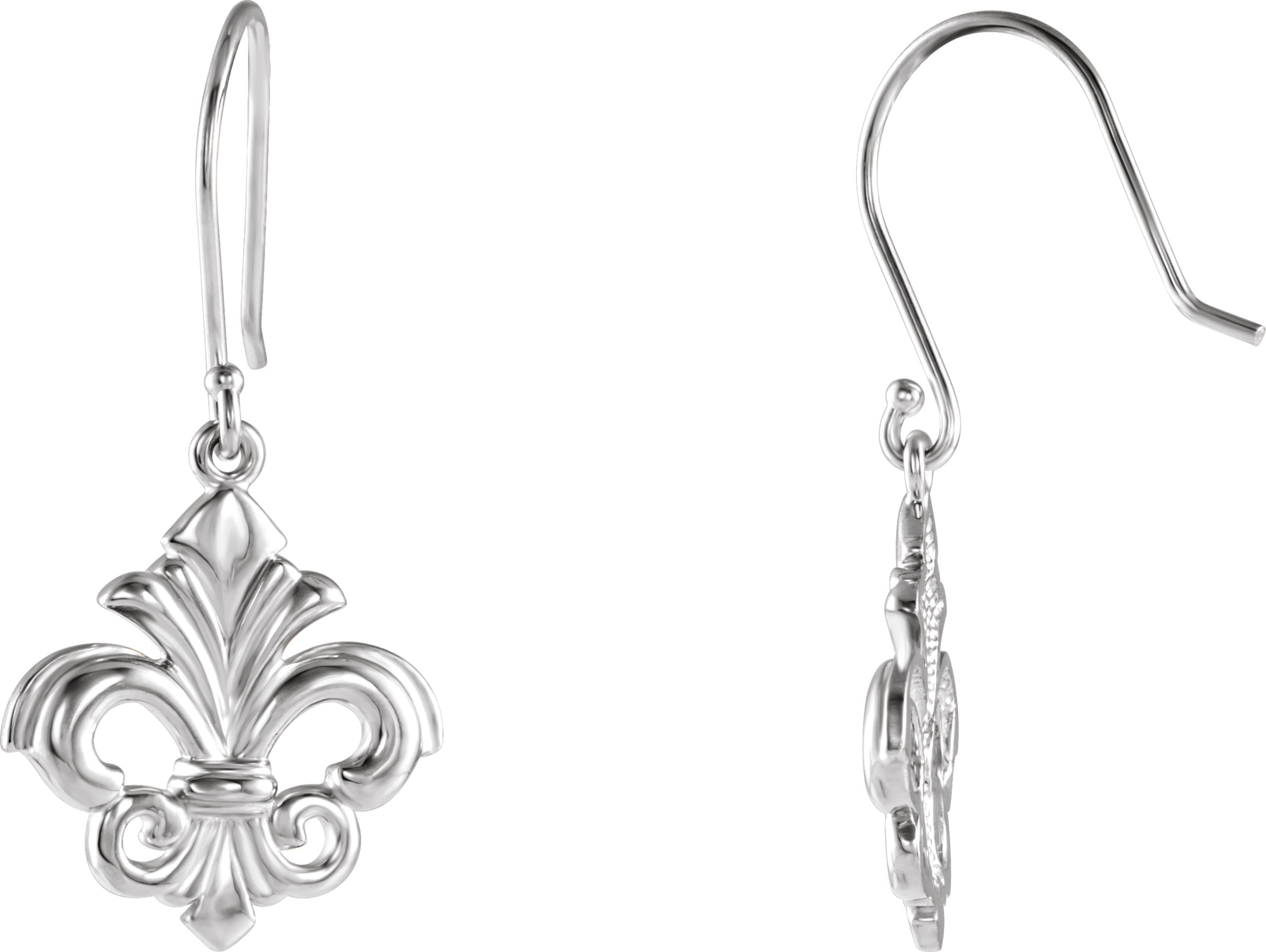 Sterling Silver Fleur-de-lis Dangle Earring