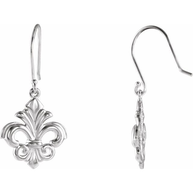 Sterling Silver Fleur-de-lis Dangle Earring