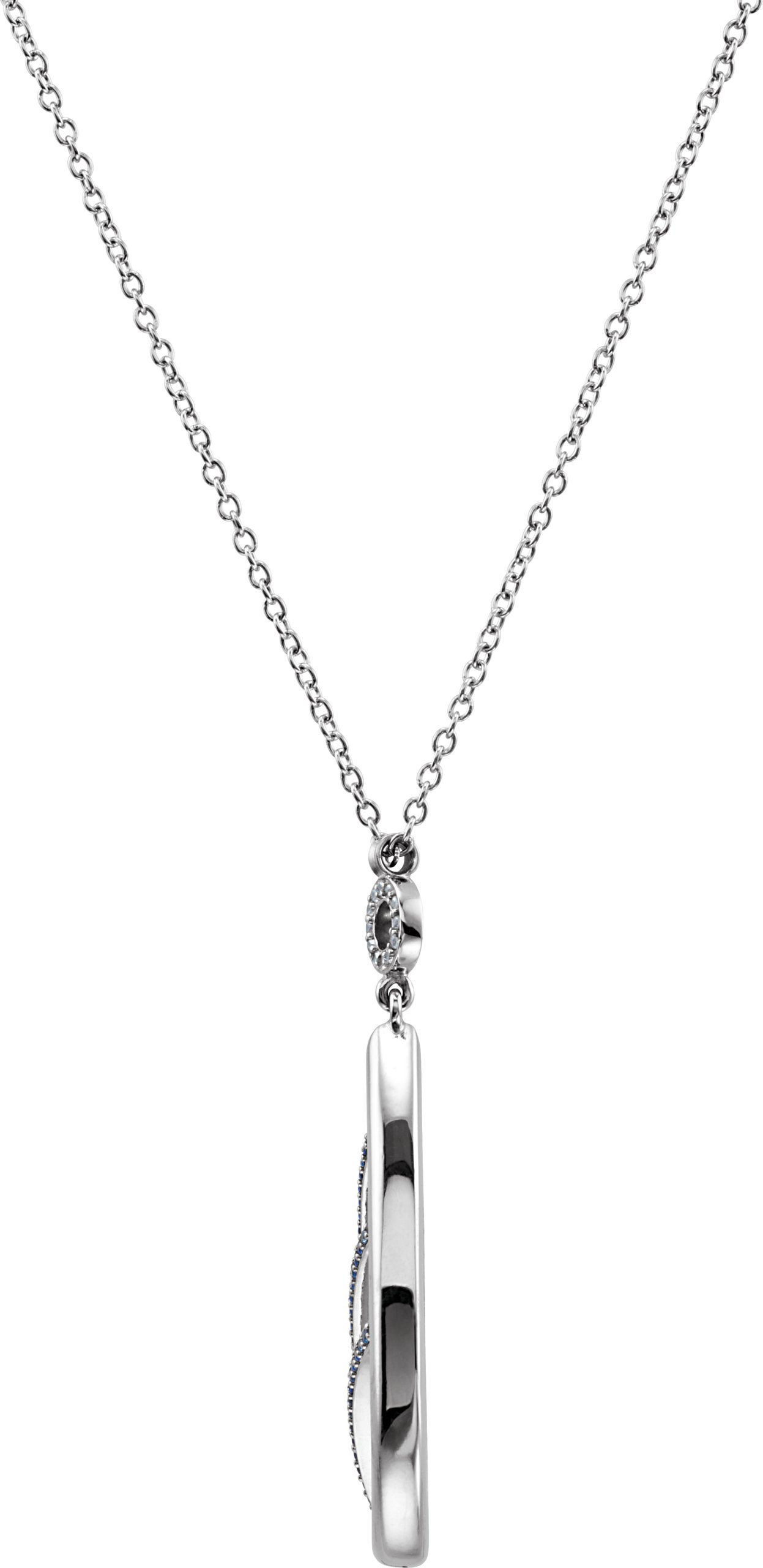 Natural Blue Sapphire & Natural White Sapphire 18" Necklace view 4