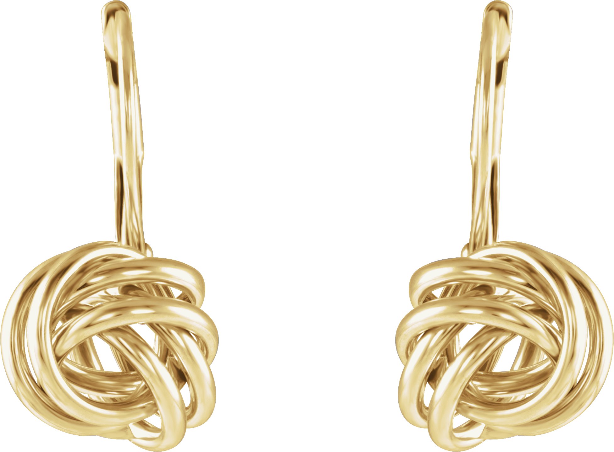 14K Yellow Lever Back Knot Earrings  