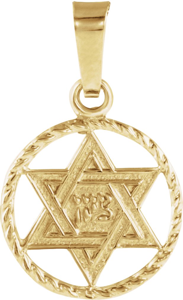 14K Yellow 14x11 mm Star of David Pendant