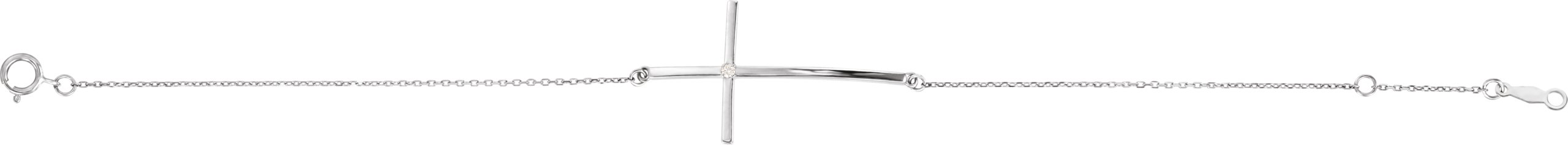 Sterling Silver Imitation Diamond Sideways Cross 7-8