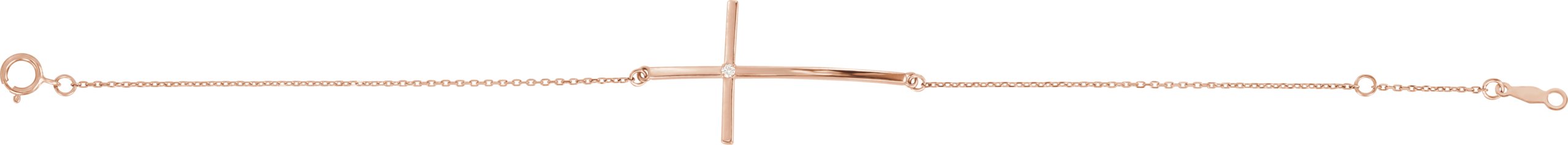 14K Rose Diamond Sideways Cross Bracelet  