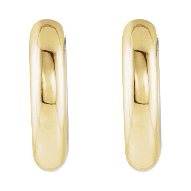 14K Yellow/White Hinged 12 mm Hoop Earrings