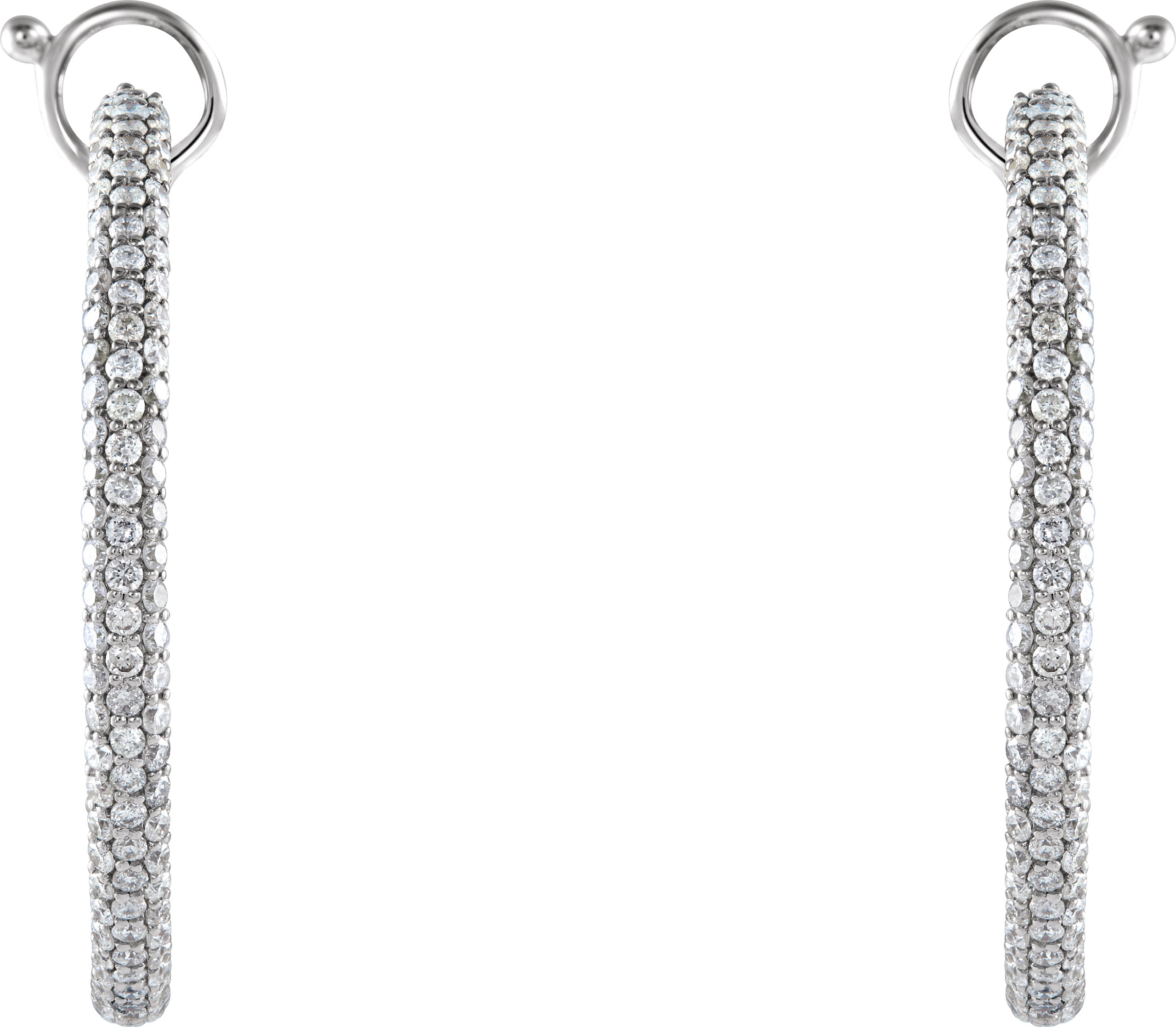 14K White 2 CTW Diamond Inside-Outside 29 mm Hoop Earrings