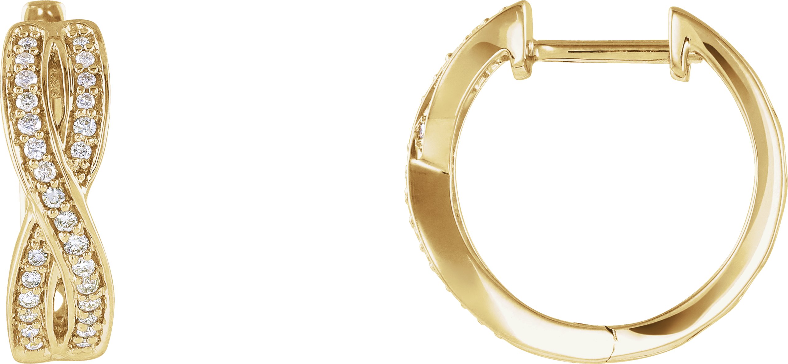 14K Yellow 1/5 CTW Diamond Infinity-Inspired Hoop Earrings  