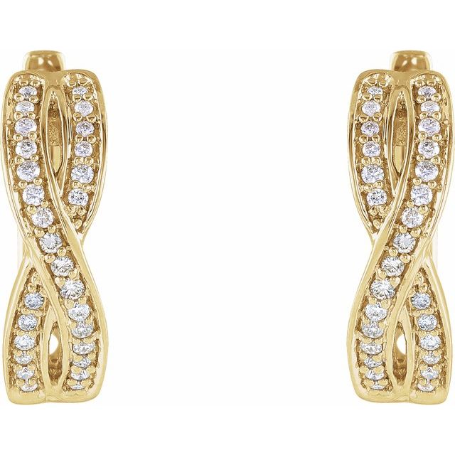 14K Yellow 1/5 CTW Diamond Infinity-Inspired Hoop Earrings  
