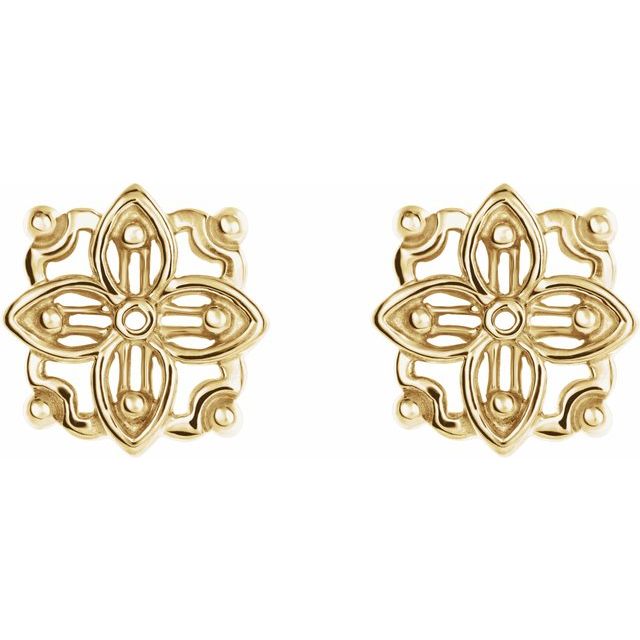 14K Yellow 12.75x12.75 mm Floral-Inspired Earring Jacket