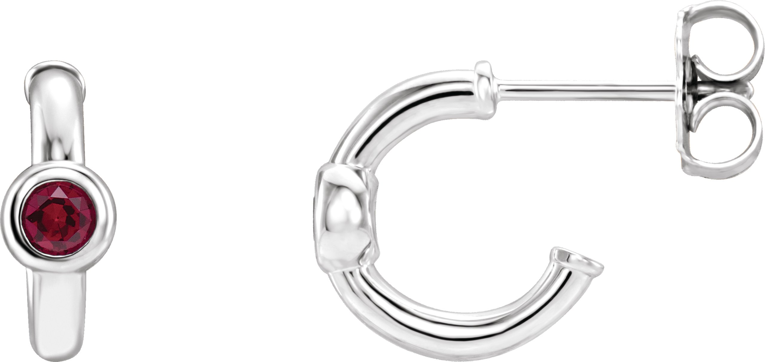 Sterling Silver Mozambique Garnet Hoop Earrings