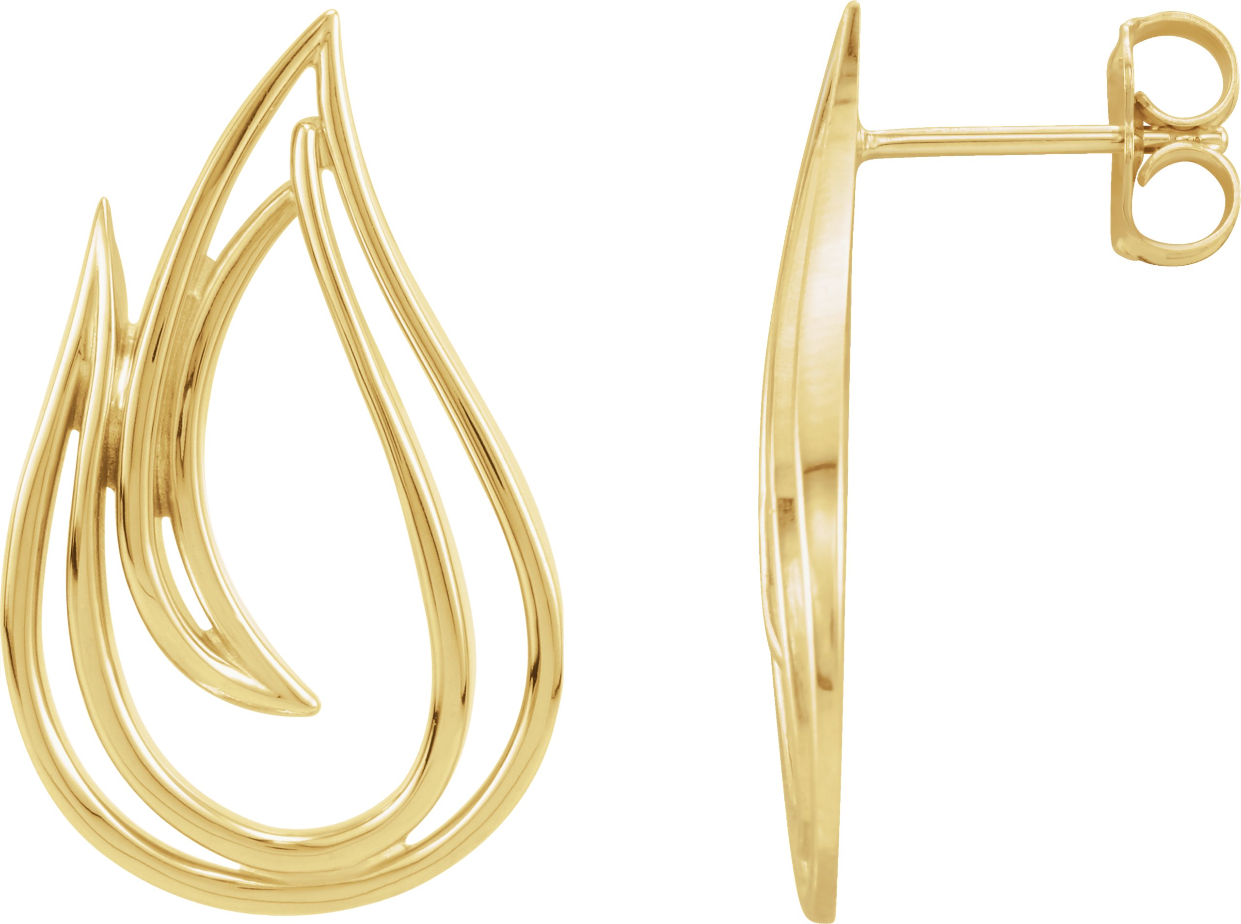 14K Yellow Freeform Earrings 