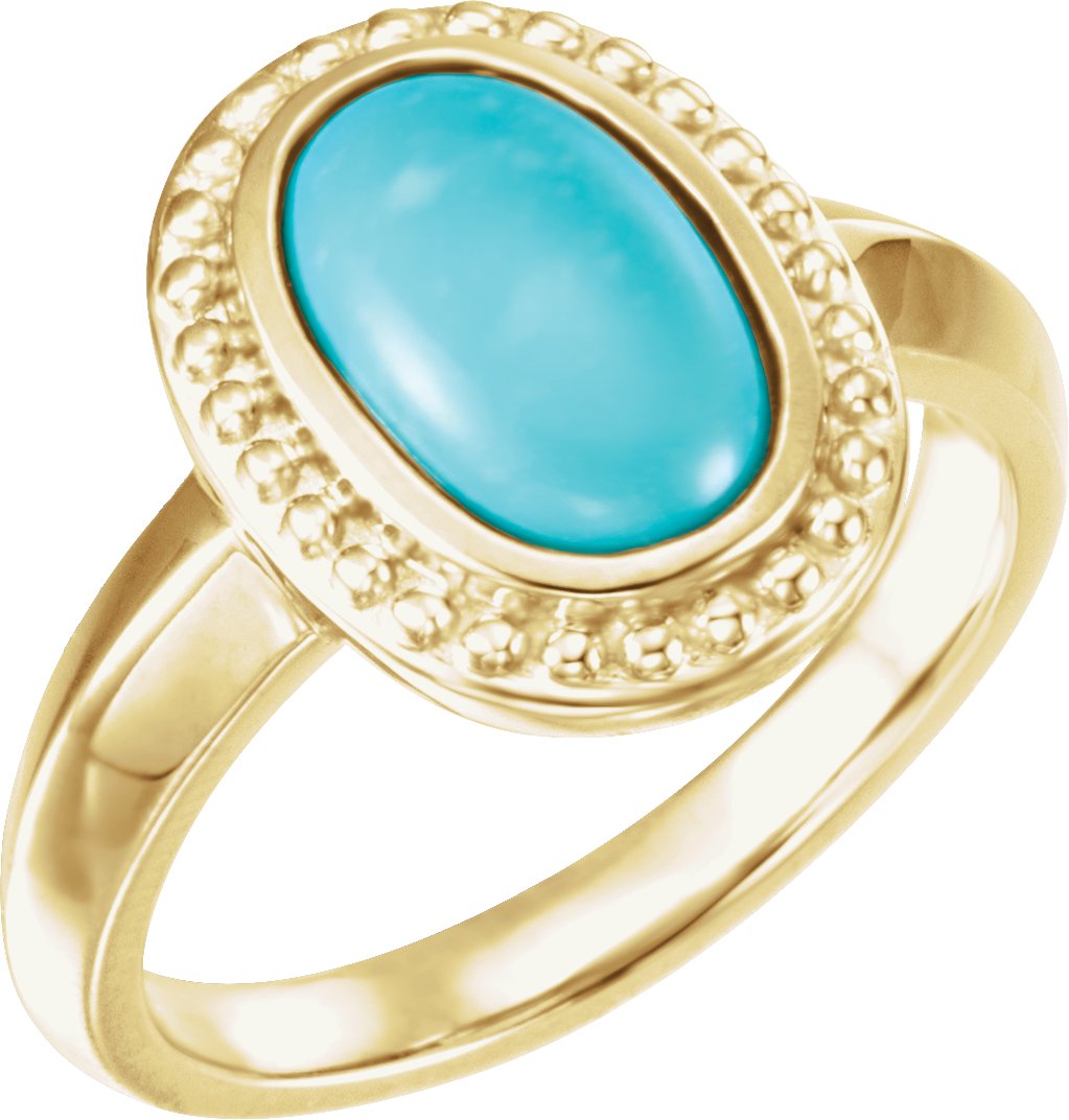 14K Yellow Natural Turquiose Ring