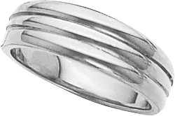 14K White 6 mm Grooved Tapered Band Ref 58046