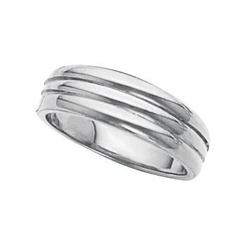 14K White 6 mm Grooved Tapered Band Ref 58046