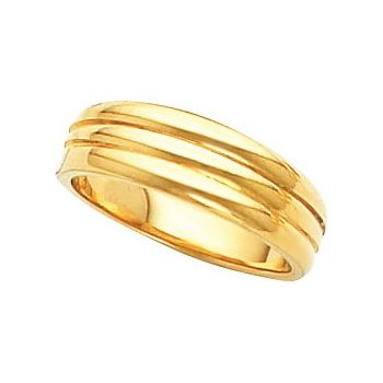 18K Yellow 6 mm Grooved Tapered Band Ref 205654