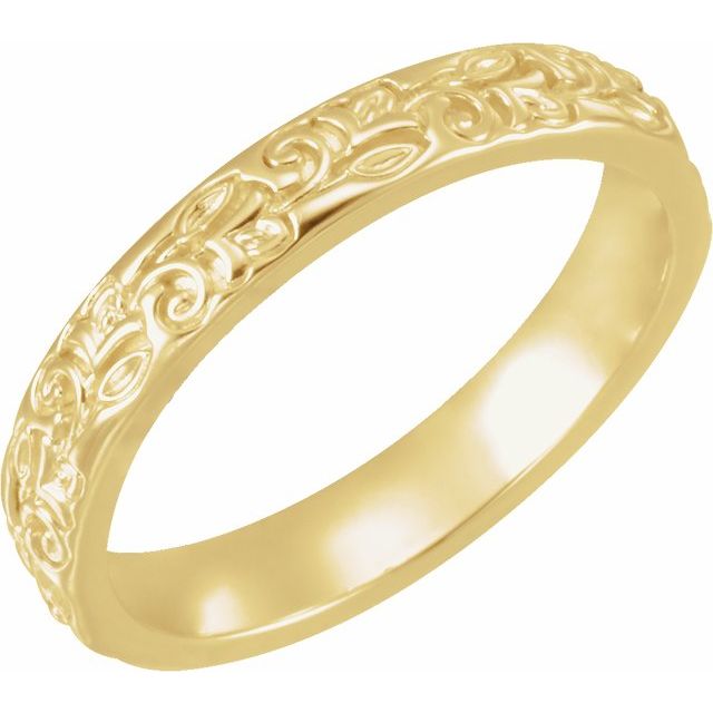 14K Yellow 3 mm Floral Band Size 5