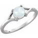 14K White 6 mm Natural White Opal Cabochon Ring