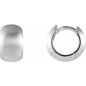 14K White 11.5 mm Hinged Hoop Earrings
