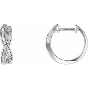 14K White 1/5 CTW Natural Diamond Infinity-Inspired 15.8 mm Hoop Earrings  