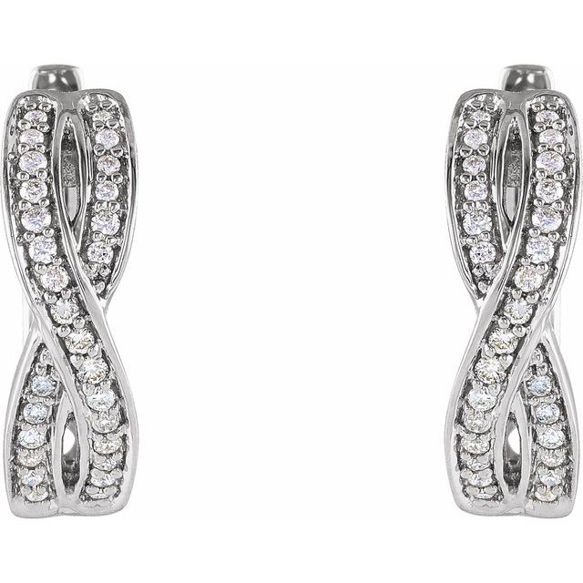 14K White 1/5 CTW Diamond Infinity-Inspired Hoop Earrings  