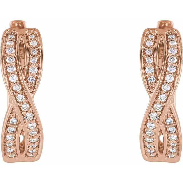 14K Rose 1/5 CTW Diamond Infinity-Inspired Hoop Earrings  