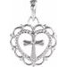 14K White Youth Heart with Cross Pendant