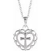 14K White Youth Heart with Cross 16 18 inch Necklace Ref. 13536883
