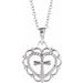 Sterling Silver Youth Heart with Cross 16-18