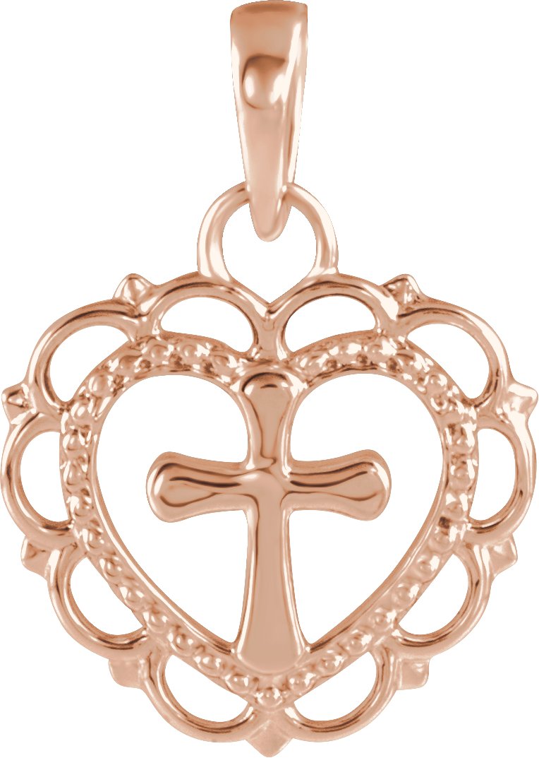 14K Rose Youth Heart with Cross Pendant Ref. 13536870