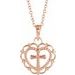 14K Rose Youth Heart with Cross 16-18
