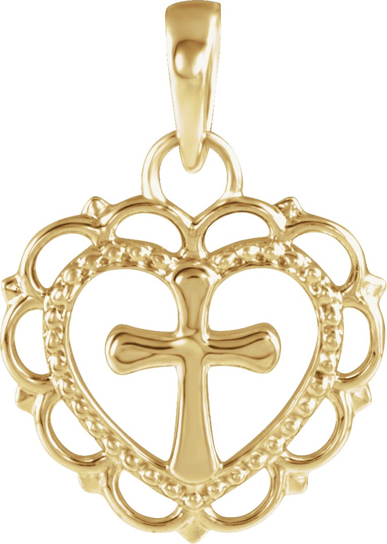 14K Yellow Youth Heart with Cross Pendant Ref. 13536869
