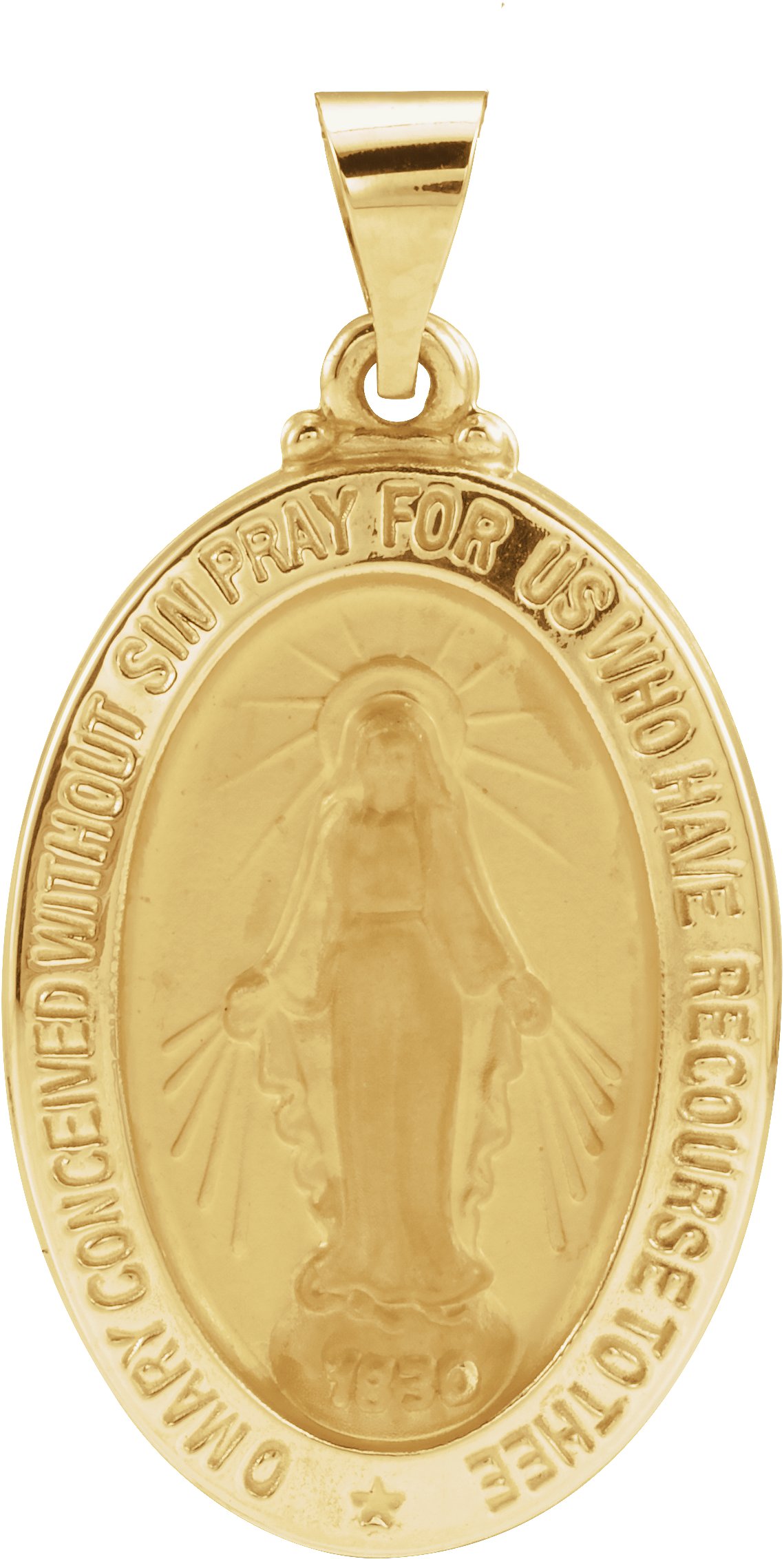 14K Yellow 25x18 mm Oval Hollow Miraculous Medal Ref 3662958