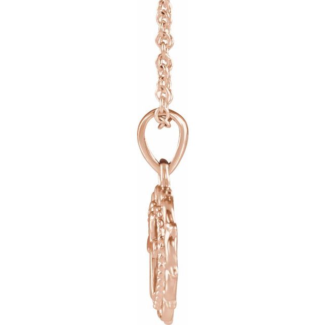 14K Rose Youth Heart with Cross 16-18