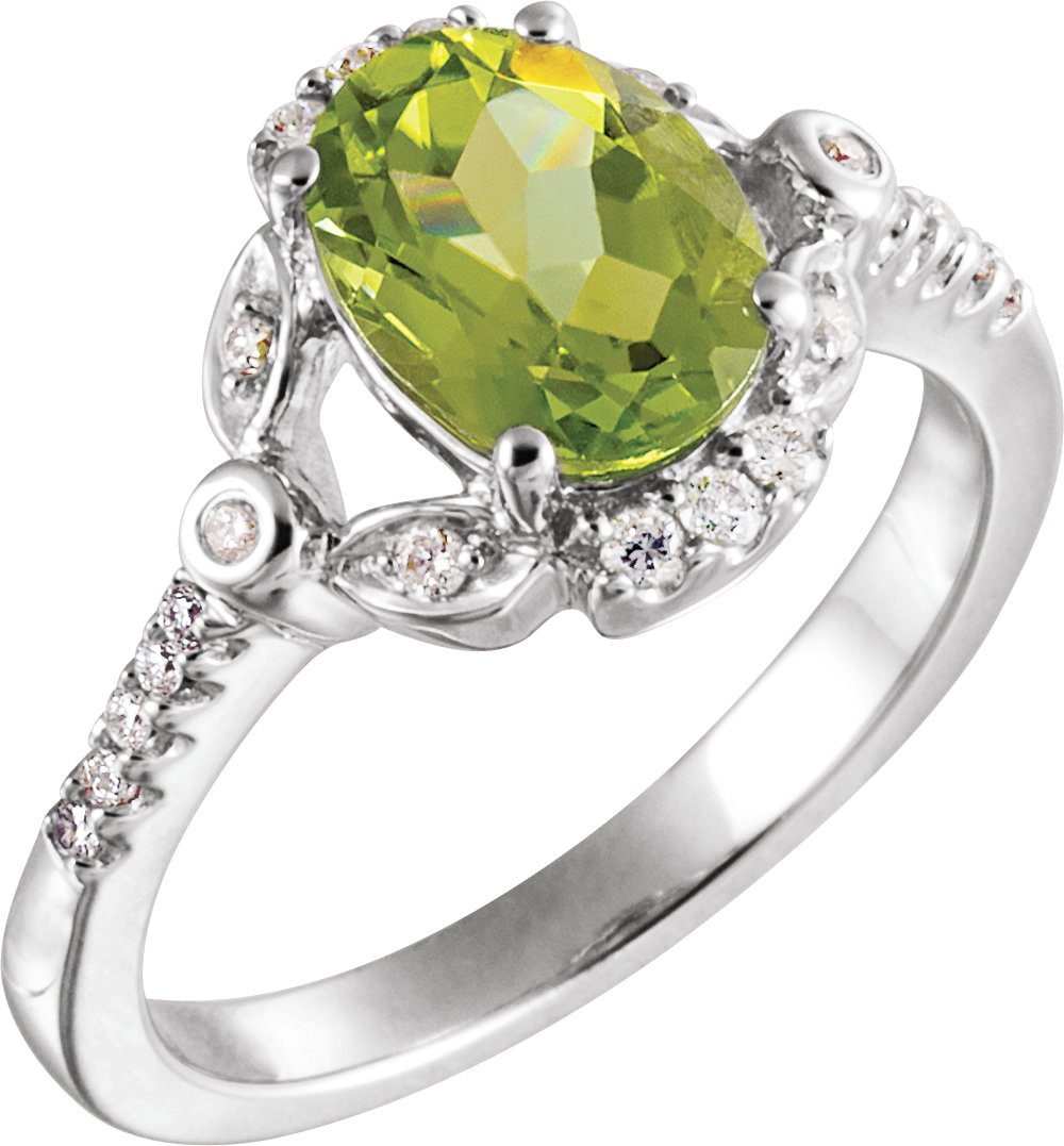 14K White .17 CTW Diamond and Peridot Ring Ref 2246351