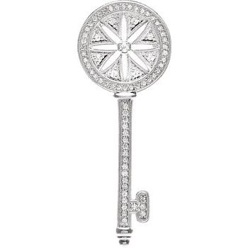 Sterling Silver .375 CTW Diamond Key Pendant Ref. 2991108