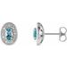 14K White 5x3 mm Natural Aquamarine & 1/8 CTW Natural Diamond Halo-Style Earrings