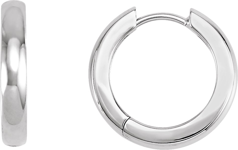 14K White 17.5 mm Hinged Huggie Hoop Earrings Ref 1848353