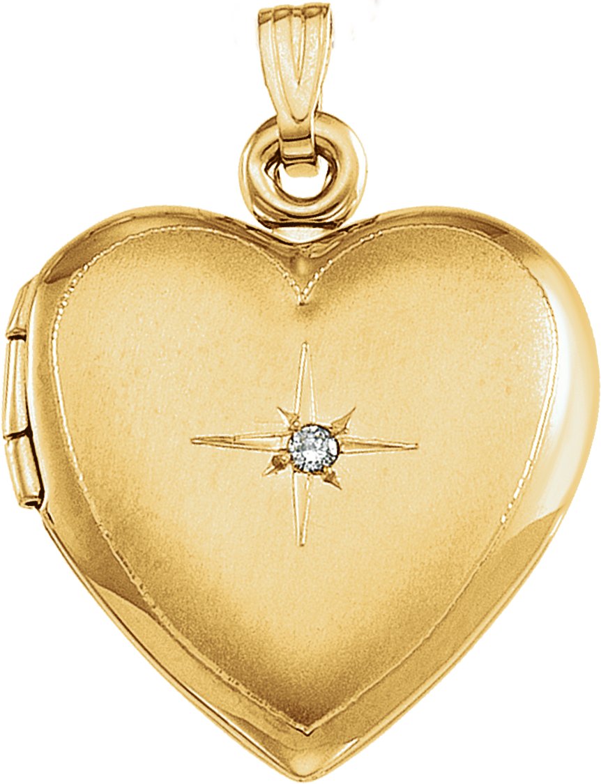 14KY .02 Carat 19.5 x 19mm Diamond Heart Locket Ref 985561