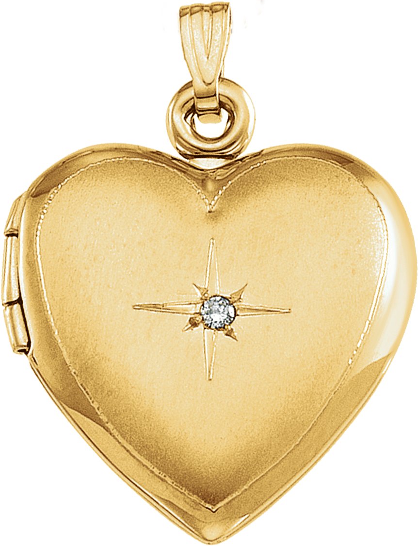 14K Yellow Diamond Accented Heart Locket 