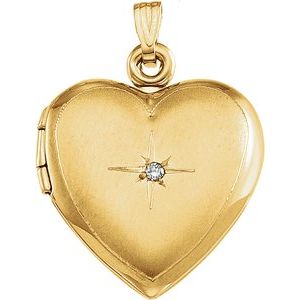 14K Yellow Diamond Accented Heart Locket 